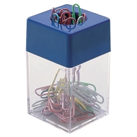 Büroklammern-Spender magnetisch, transparent/blau