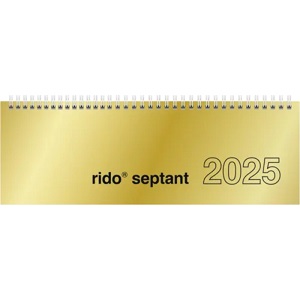 Tischplaner 2025  Woche pro Doppelseite 30,7x10,5 cm, Karton, gold/weiss