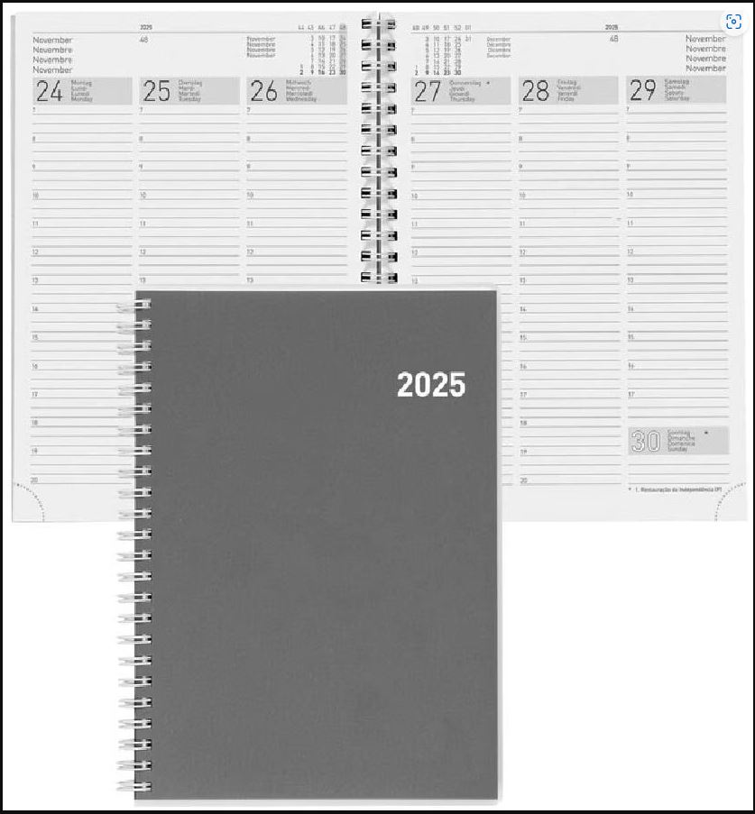 Agenda 2025 Terminia  Biella 1 Woche auf 2 Seiten,14,5x20,5 cm ,Cylar