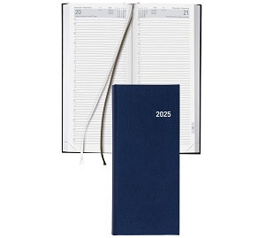 Agenda Le Jour 2025 13,5x31,5 cm Biella Kunstleder, 1 Tag pro Seite, blau