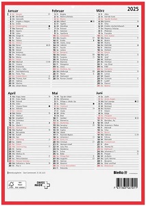 Wandkalender A4 2025 1/2 Jahr pro seite