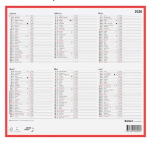 Wandkalender 32x29.7 cm 1/2 Jahr pro Seite