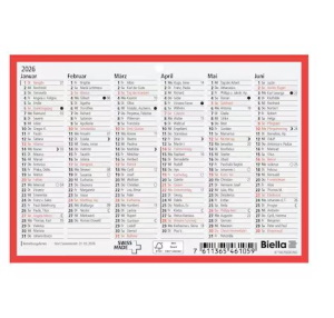 Wandkalender 16.5x11.5 cm 1/2 Jahr pro Seite