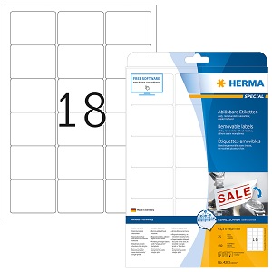 Etiketten 63.5x46.6mm   Herma 1 Schachtel à 25 Bögen