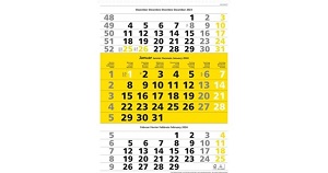 Monatskalender 2025 Simplex 3Monate pro Seite gelb/weiss