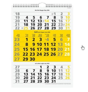 Monatskalender Simplex 3 Monate pro Seite, gelb/weiss