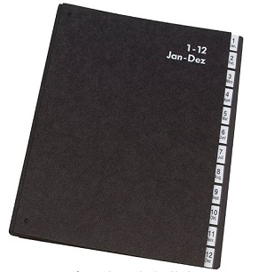 Pultordner  A4, (POST) 1-12 , schwarz