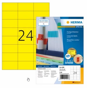 Universal-Etiketten gelb Herma 70x37mm, 1 Schachtel à 100 Bögen