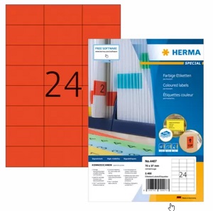 Universal-Etiketten rot, Herma 70x37mm, 1 Schachtel à 100 Bögen