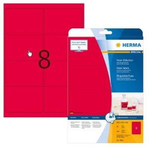 Etiketten NEONROT, 8 Etiketten p. Bogen 99.1x67.7 mm, 1 Schachtel à 20 Bögen